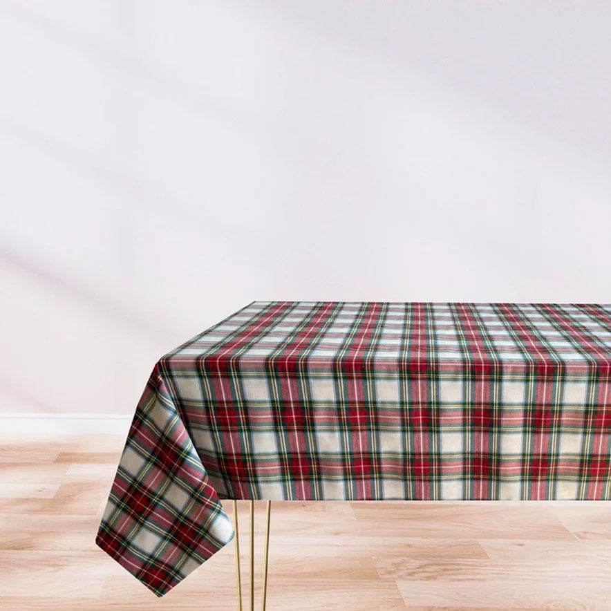 Tovaglia stampata natalizia Biancheria Tartan Servizio Tov Maestri Cotonieri - evabiancheria