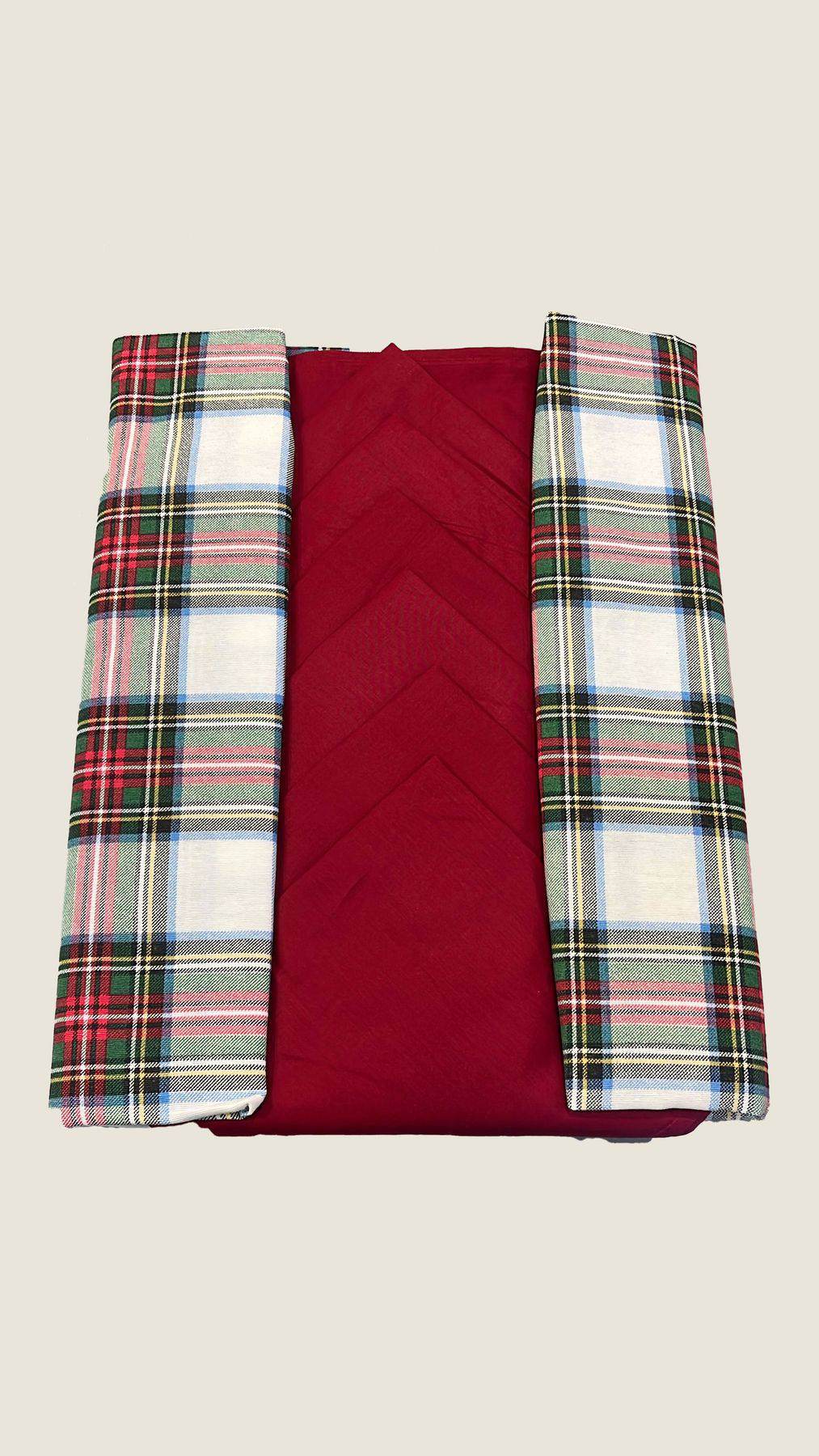 Tovaglia stampata natalizia Biancheria Tartan Servizio Tov Maestri Cotonieri - evabiancheria