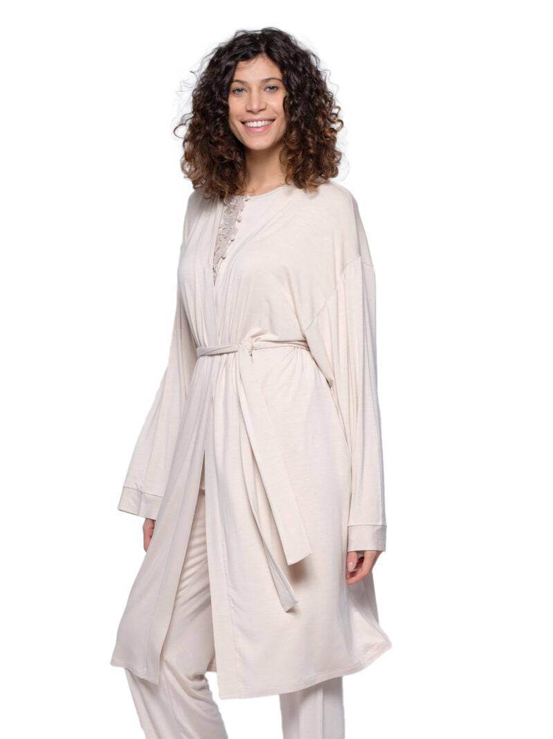 Vestaglia Incrocio Donna VANIGLIA 8164 Pepita - evabiancheria