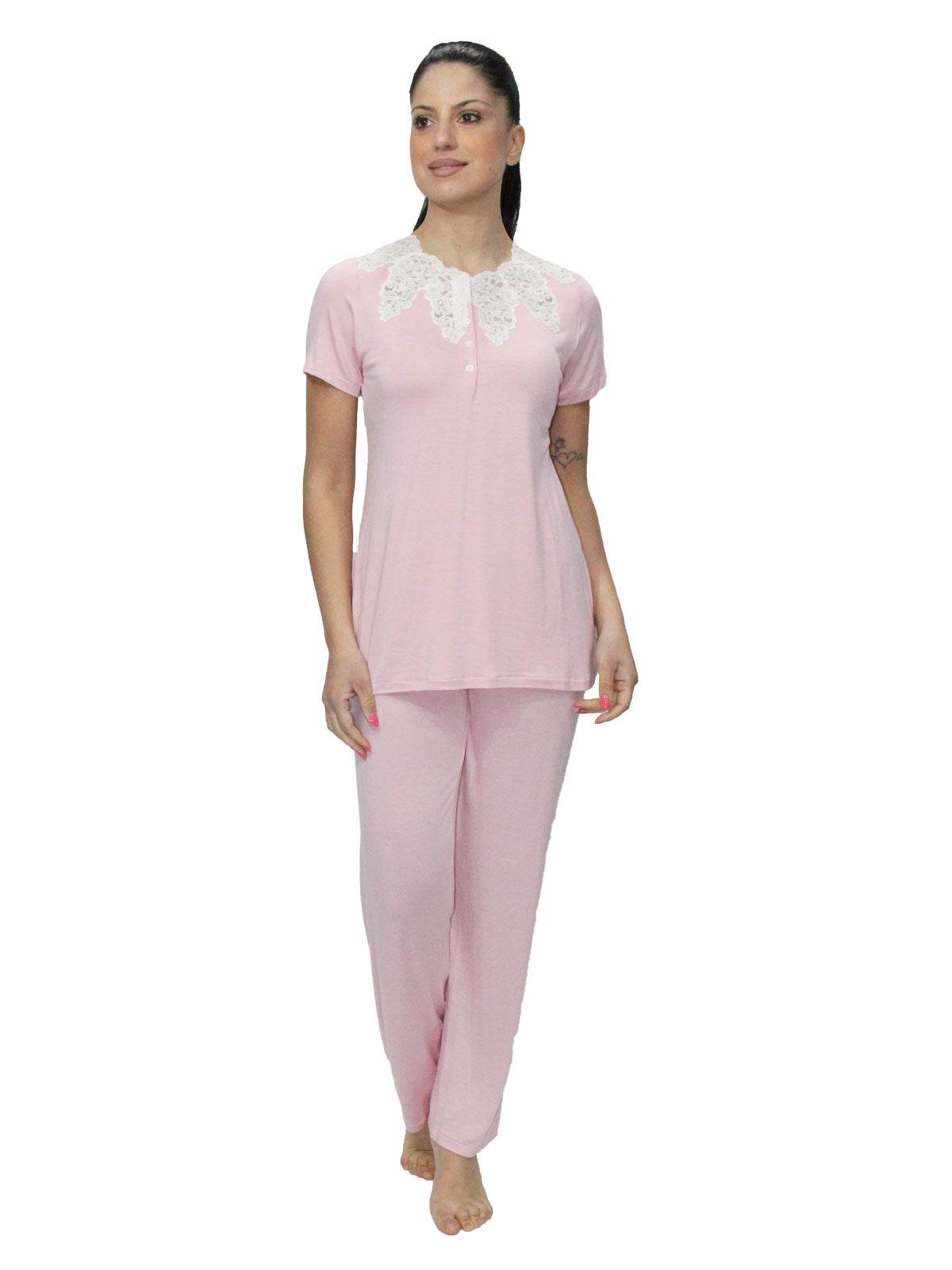 Pigiama Manica corta con pantalone lungo Donna 6468 Clara Rossi Firenze - evabiancheria