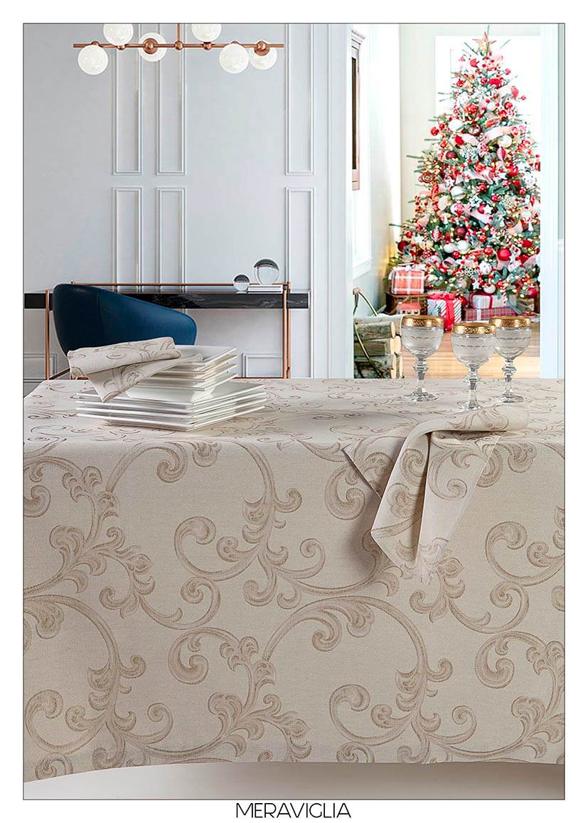 Tovaglia stampata natalizia Biancheria Meraviglia Tov Tessitura Randi - evabiancheria