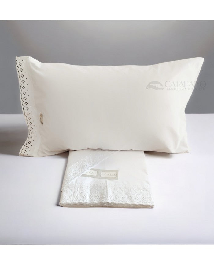 Lenzuola balza con pizzo Biancheria Aurora cpl Carezze