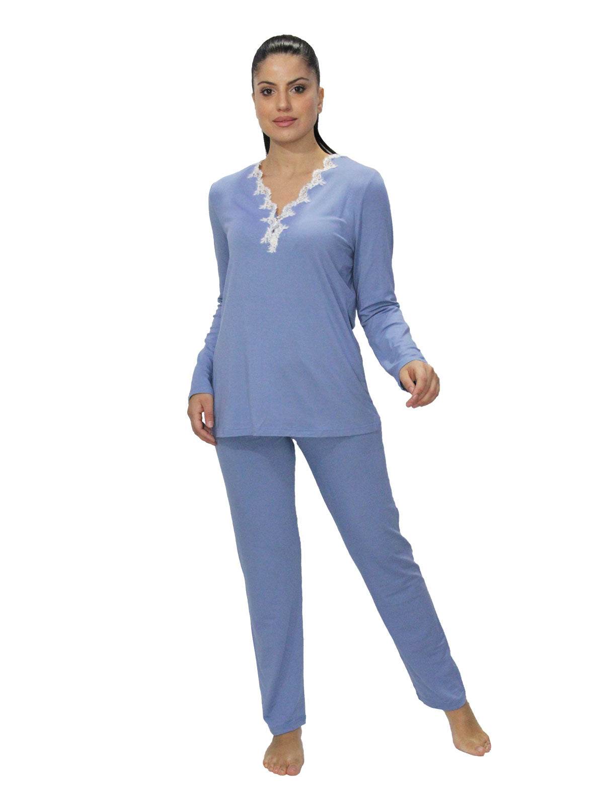 Pigiama Serafino Donna I24816 3 Prima Rosa - evabiancheria