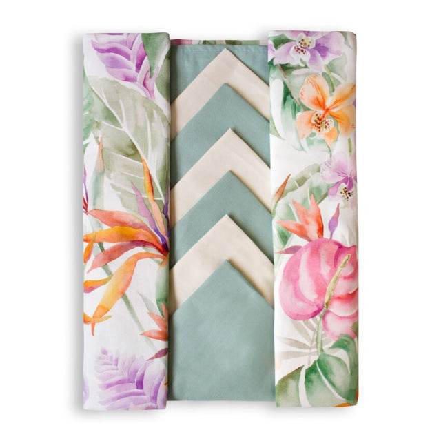 Tovaglia stampata con tovaglioli Biancheria Palme Tov Maestri Cotonieri - evabiancheria