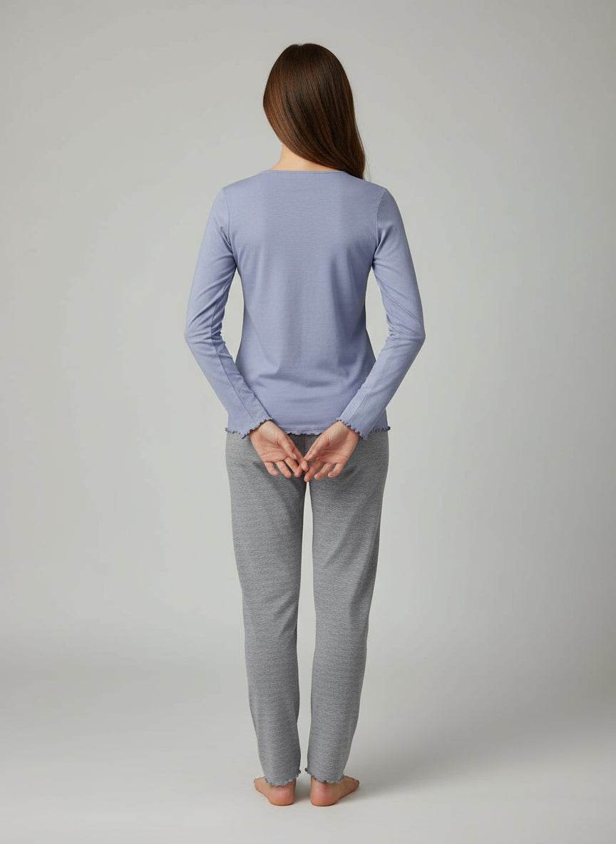 Pigiama Serafino Donna L0DO4 AZZ Lovable - evabiancheria