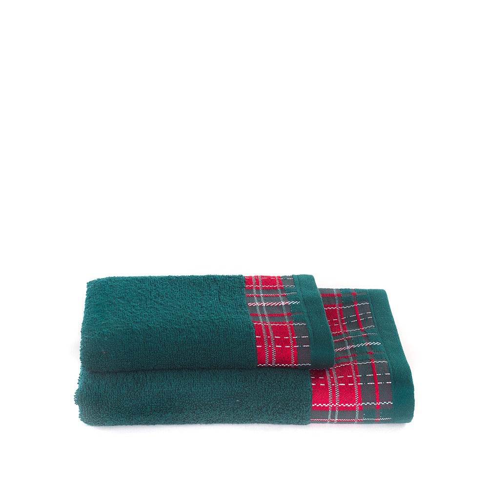 Asciugamani coppia 1+1 natalizia Biancheria Scozzese balza 1+1 Mae - evabiancheria