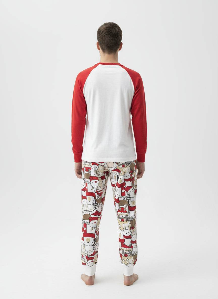 Pigiama girocollo natalizio Uomo H6879 Happy People - evabiancheria