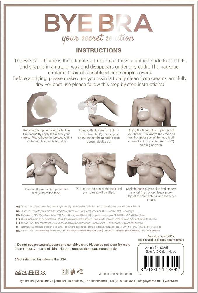 Copricapezzoli Adesivo Donna Breast Lift Tape 9376N Bye Bra - evabiancheria