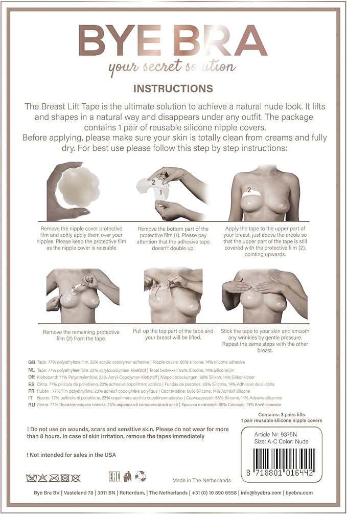 Copricapezzoli Adesivo Donna Breast Lift Tape 9376N Bye Bra