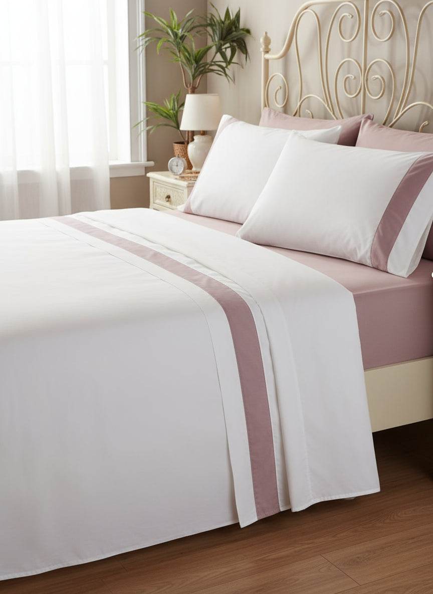 Lenzuola Bicolore Biancheria Time cpl Rebecca Home - evabiancheria