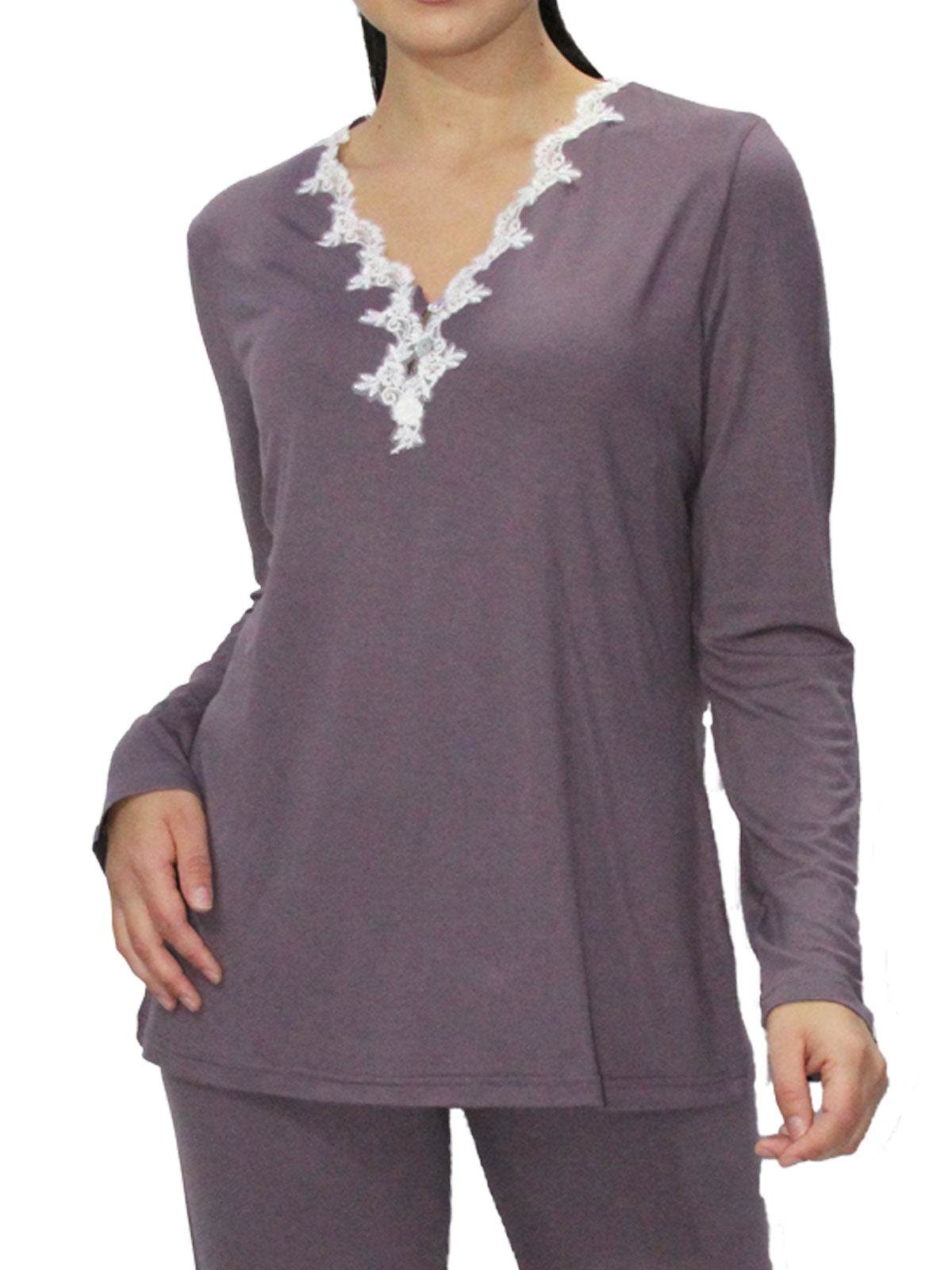 Pigiama Serafino Donna I24816 3 Prima Rosa - evabiancheria