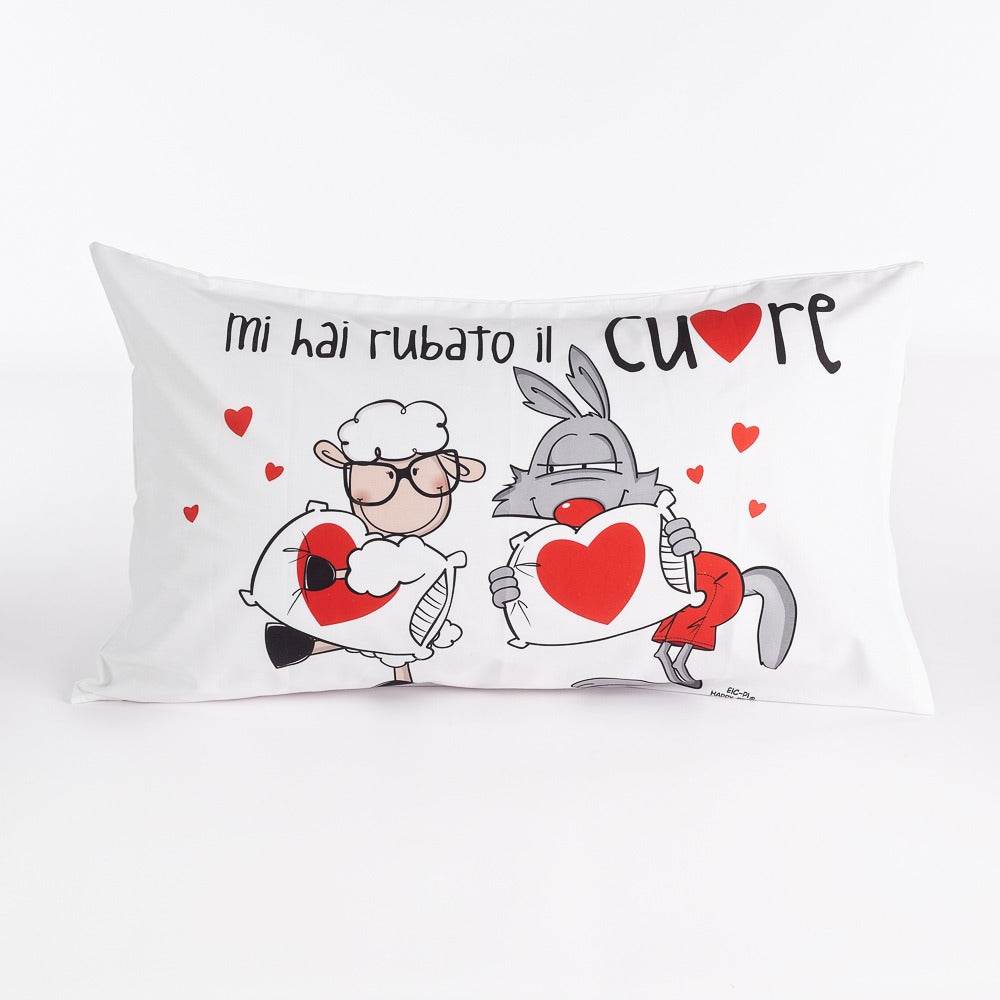 Federa Stampato Biancheria Fantafedere Mi hai rubato il cuore Happy People - evabiancheria