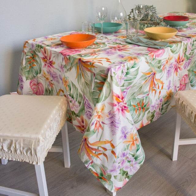 Tovaglia stampata con tovaglioli Biancheria Palme Tov Maestri Cotonieri - evabiancheria