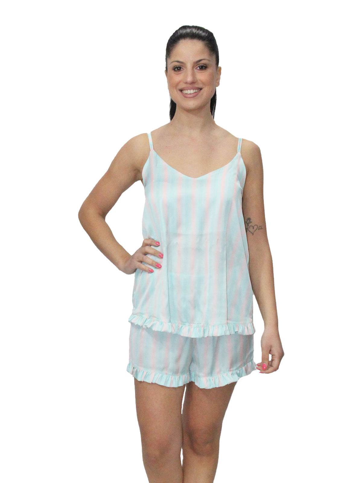 Baby Doll Top + Culotte Donna Peonia Tririga Filo D Angelo - evabiancheria