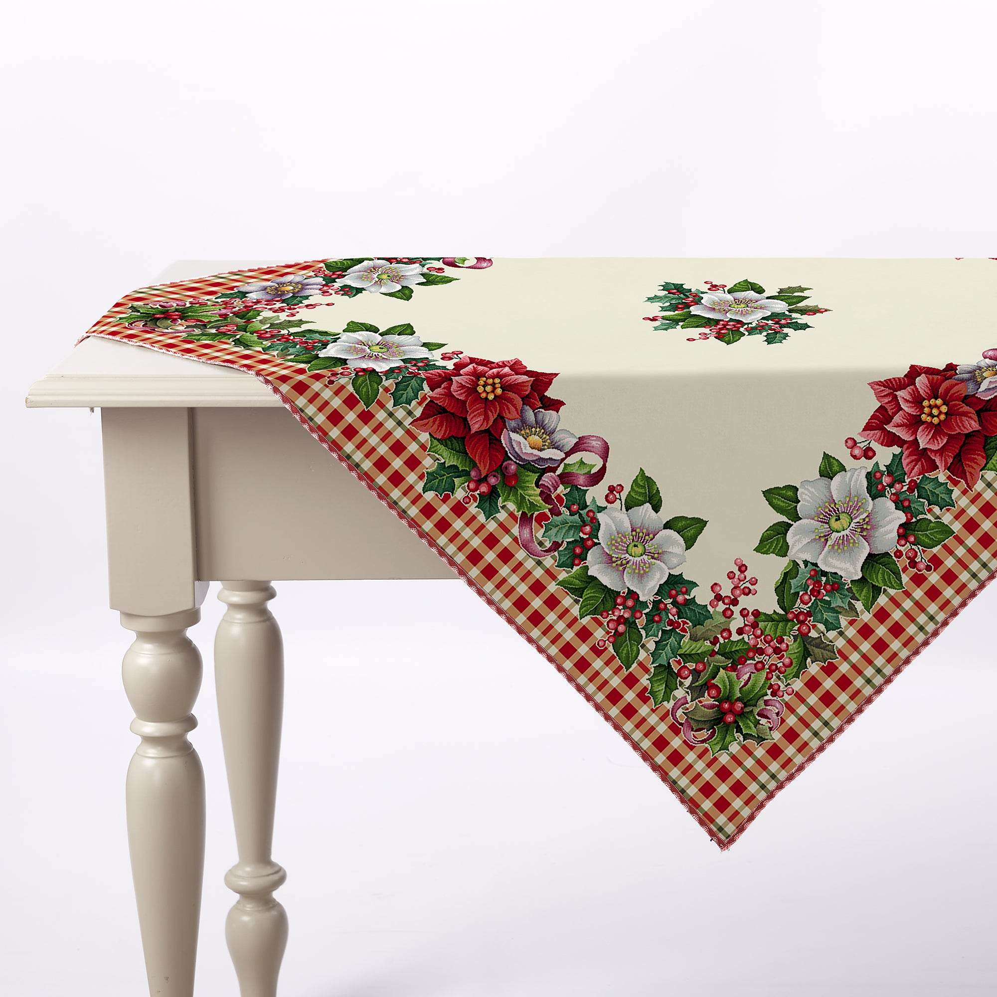 Centrotavola 100x100 Natalizio Biancheria Bacca Centrotavola Nat Mae - evabiancheria