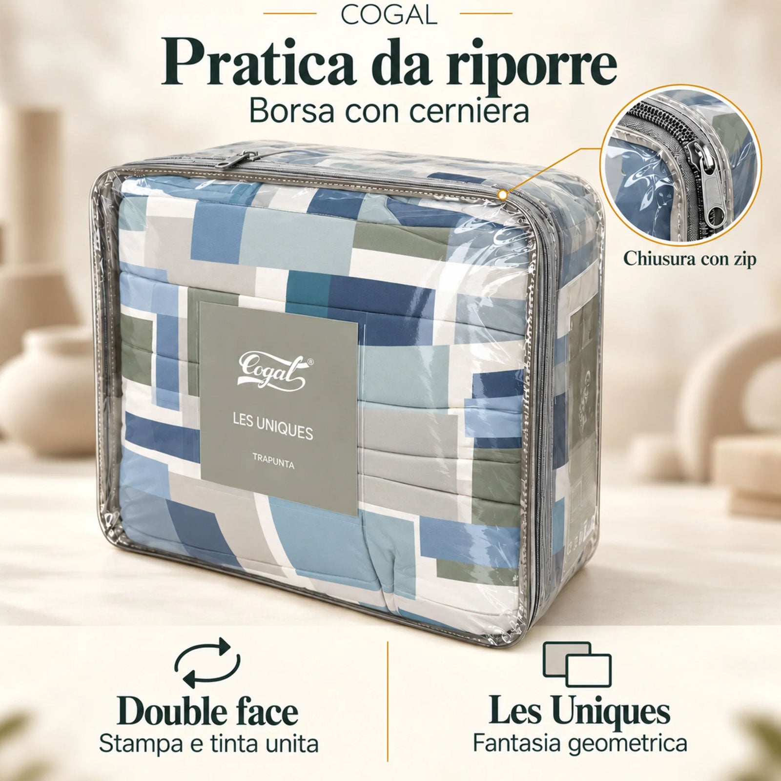 Trapunta stampata Biancheria Les Uniques 2605 TR Cogal