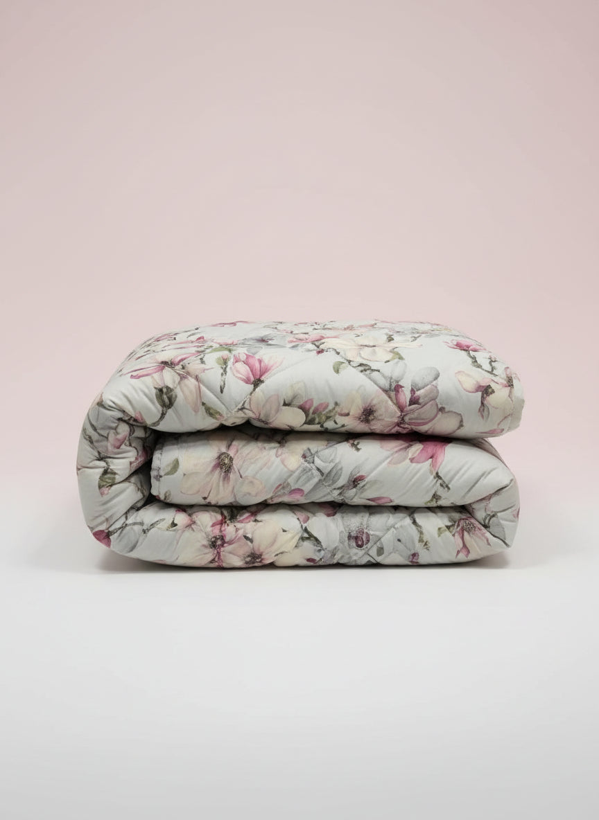 Trapunta stampata Biancheria Elegant Flowers Trap MIrabello