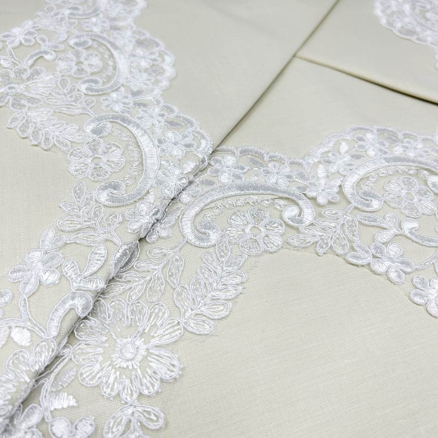 Lenzuola con pizzo Biancheria Rebrodè Cpl Carezze - evabiancheria