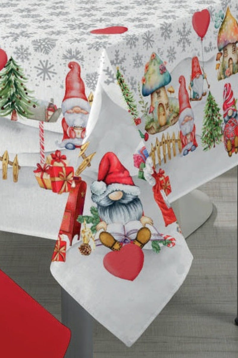 Christmas Printed Tablecloth Linen Heart Tov Nat Mae