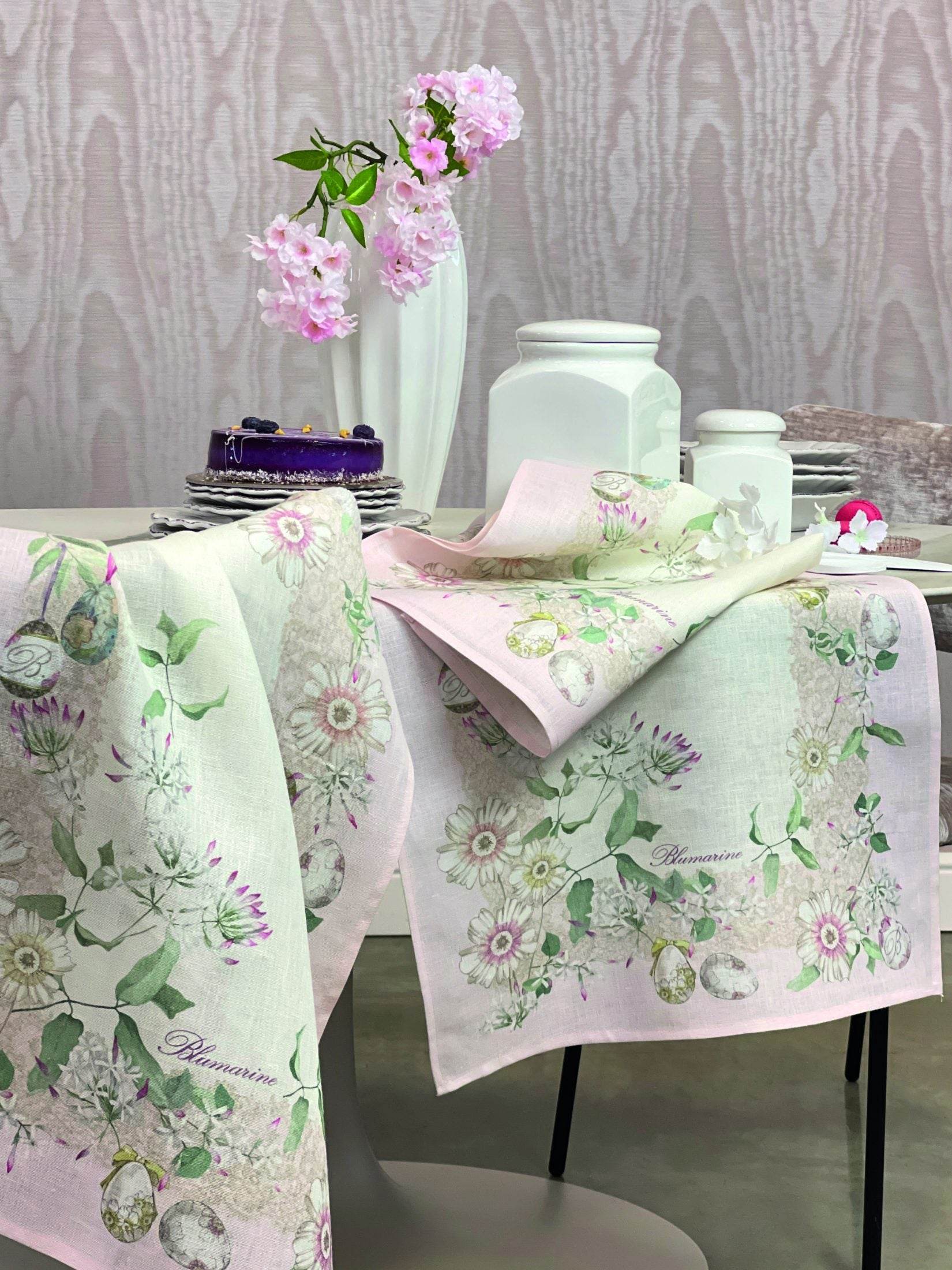 Strofinaccio stampato pasquale Biancheria L'Ulivo Canovaccio Blumarine Home - evabiancheria