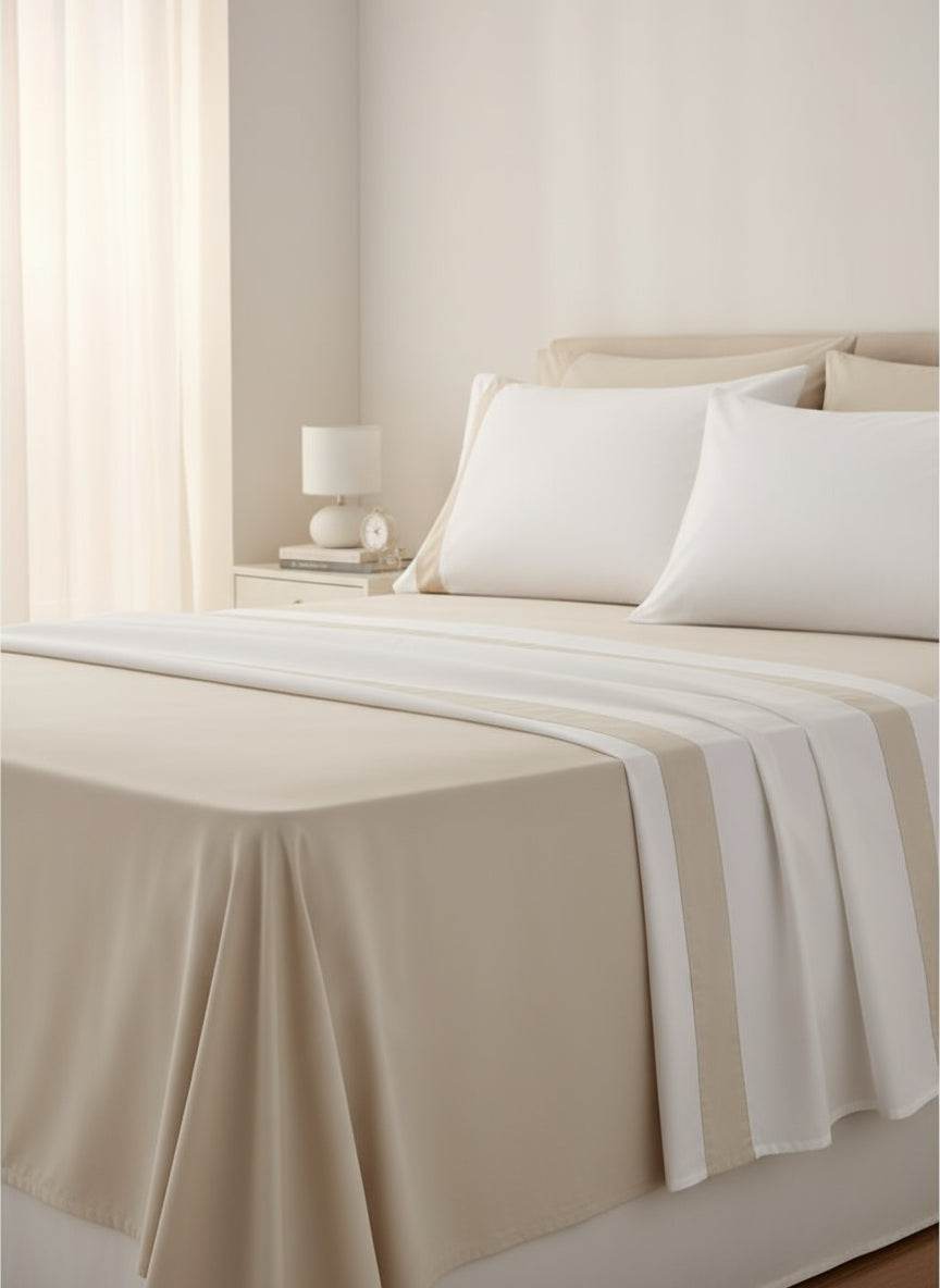 Lenzuola Bicolore Biancheria Time cpl Rebecca Home - evabiancheria