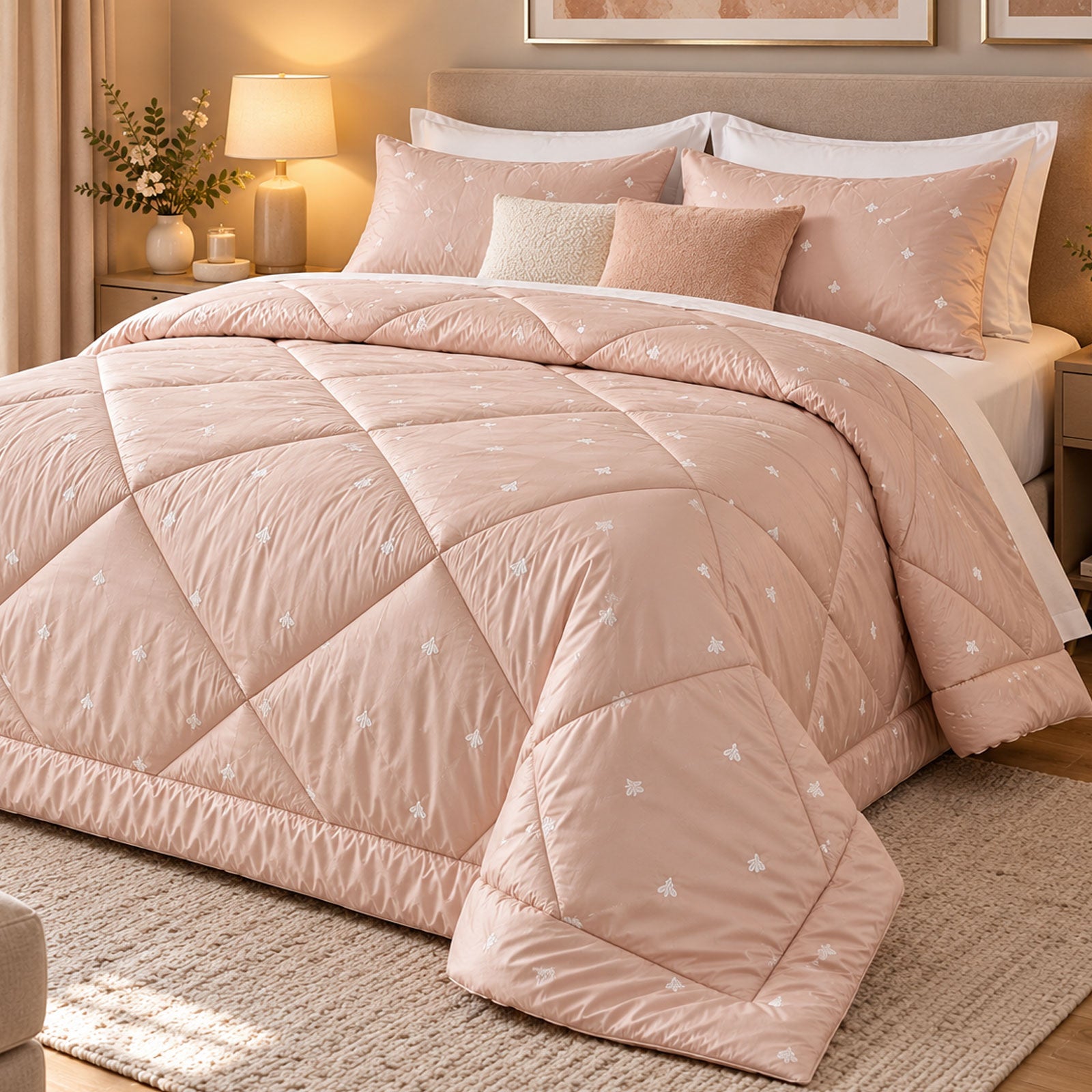 Quilt with embroidery Api Satin Trap Mastro Raphael linen