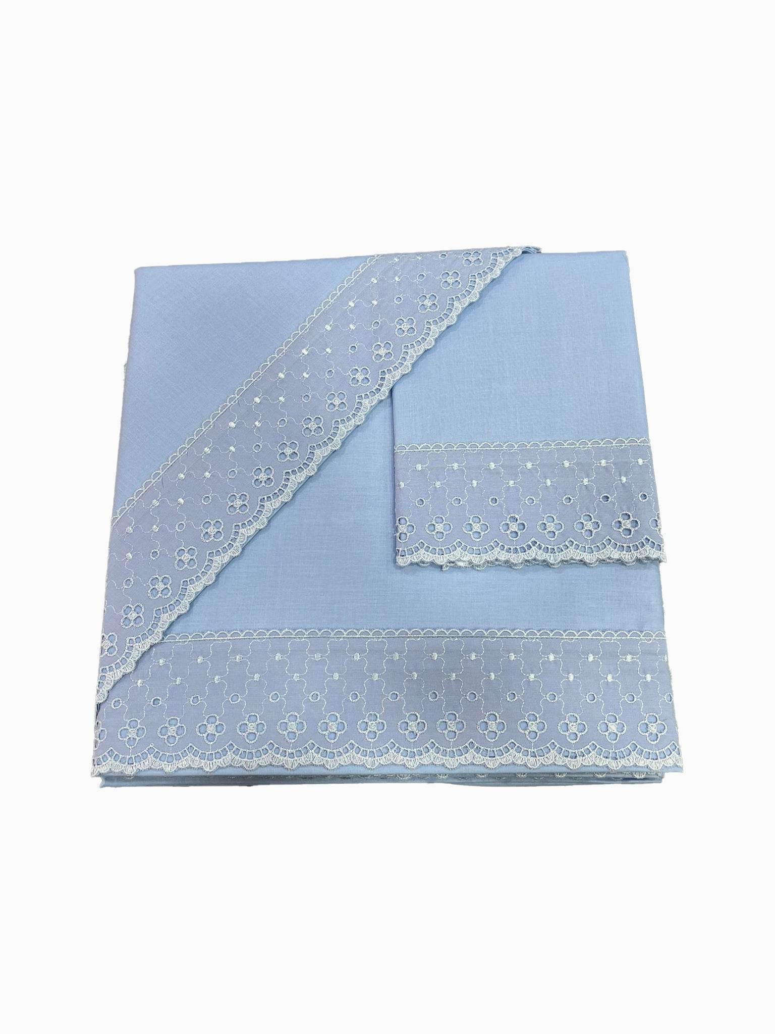 Lenzuola balza con pizzo Biancheria Aurora cpl Carezze - evabiancheria