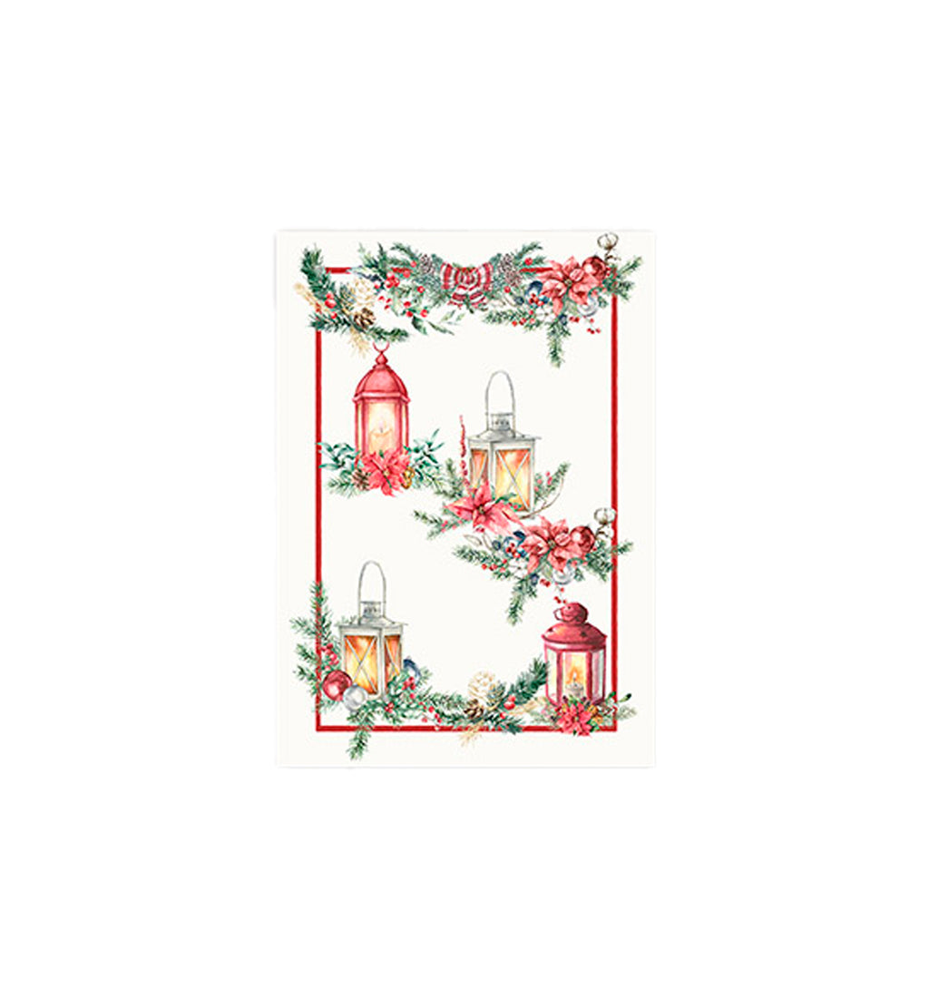 Torchon imprimé Noël Merry Christmas Linen 24 STR1 Tessitura Randi