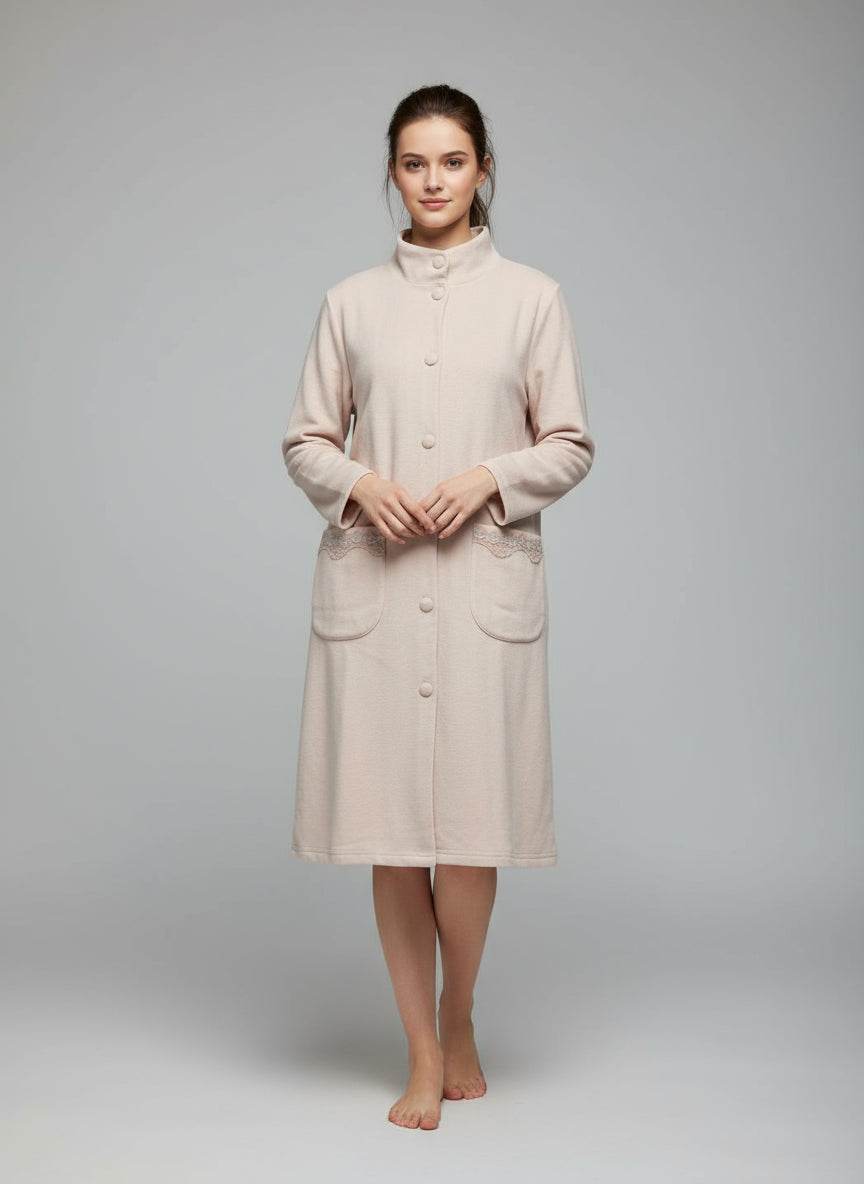 Vestaglia Abbottonata Donna I24809 7 Prima Rosa - evabiancheria