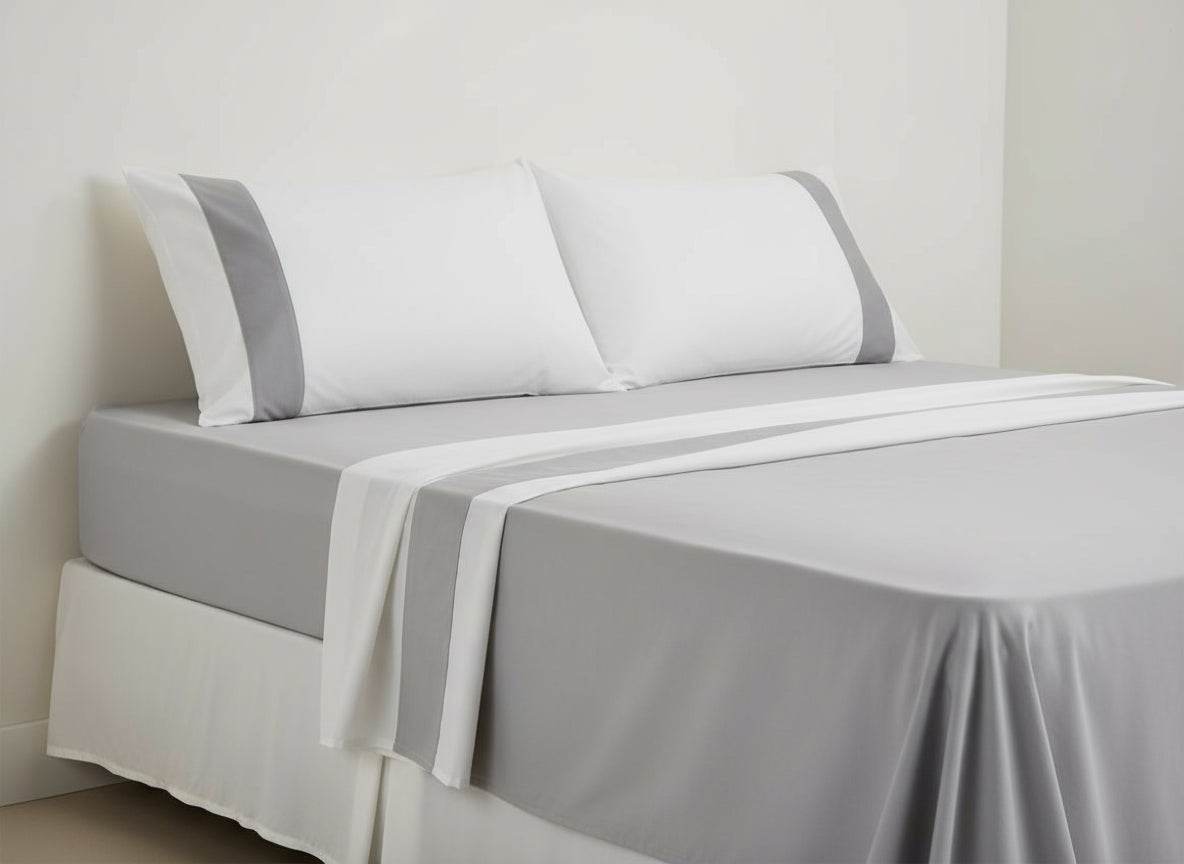 Lenzuola Bicolore Biancheria Time cpl Rebecca Home - evabiancheria