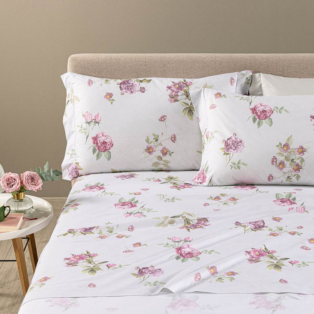 Lenzuola Stampato Biancheria Giardino Romantico Cpl Caleffi - evabiancheria