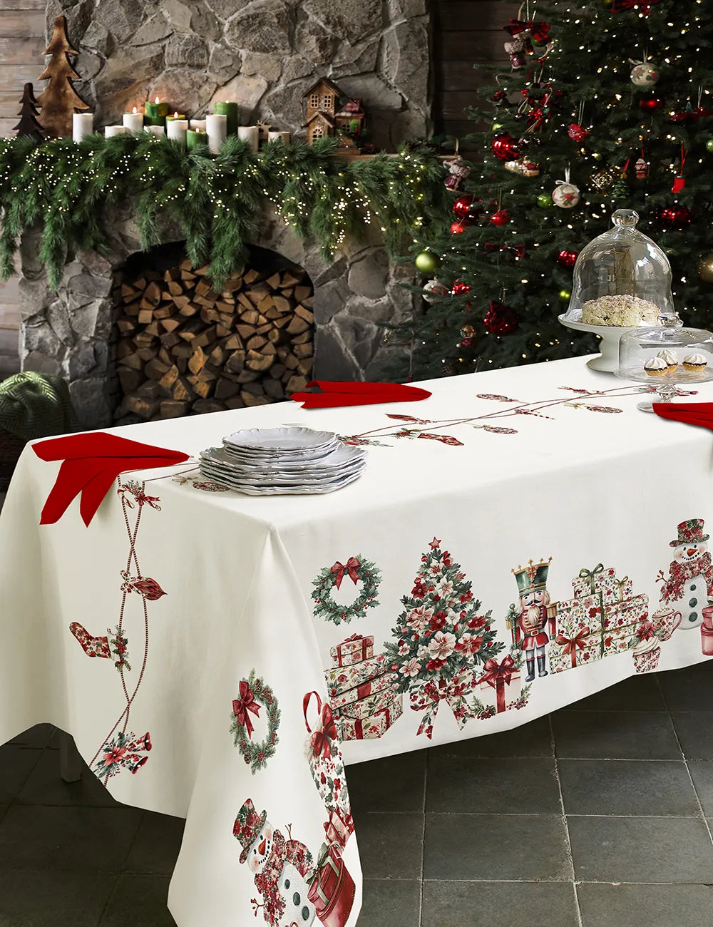 Tovaglia stampata natalizia Biancheria Magia Tov Tessitura Randi