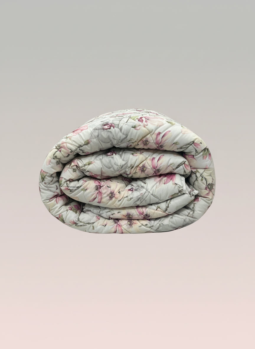 Trapunta stampata Biancheria Elegant Flowers Trap MIrabello