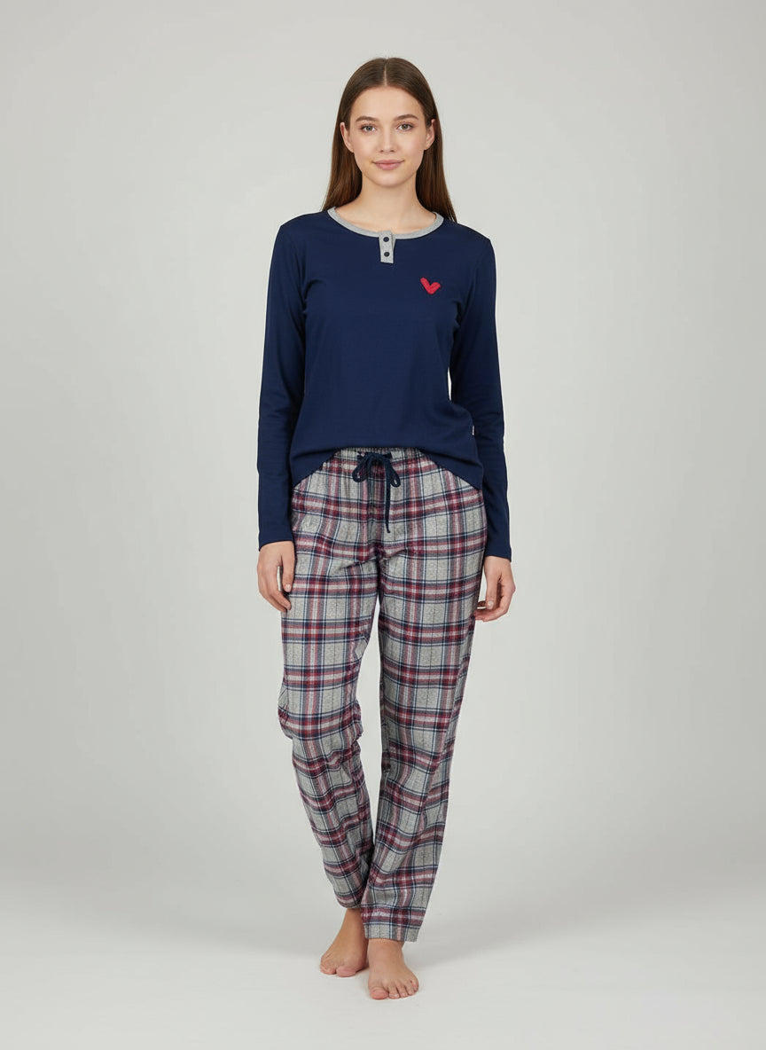 Pigiama Serafino Donna L0EAD Blu Lovable
