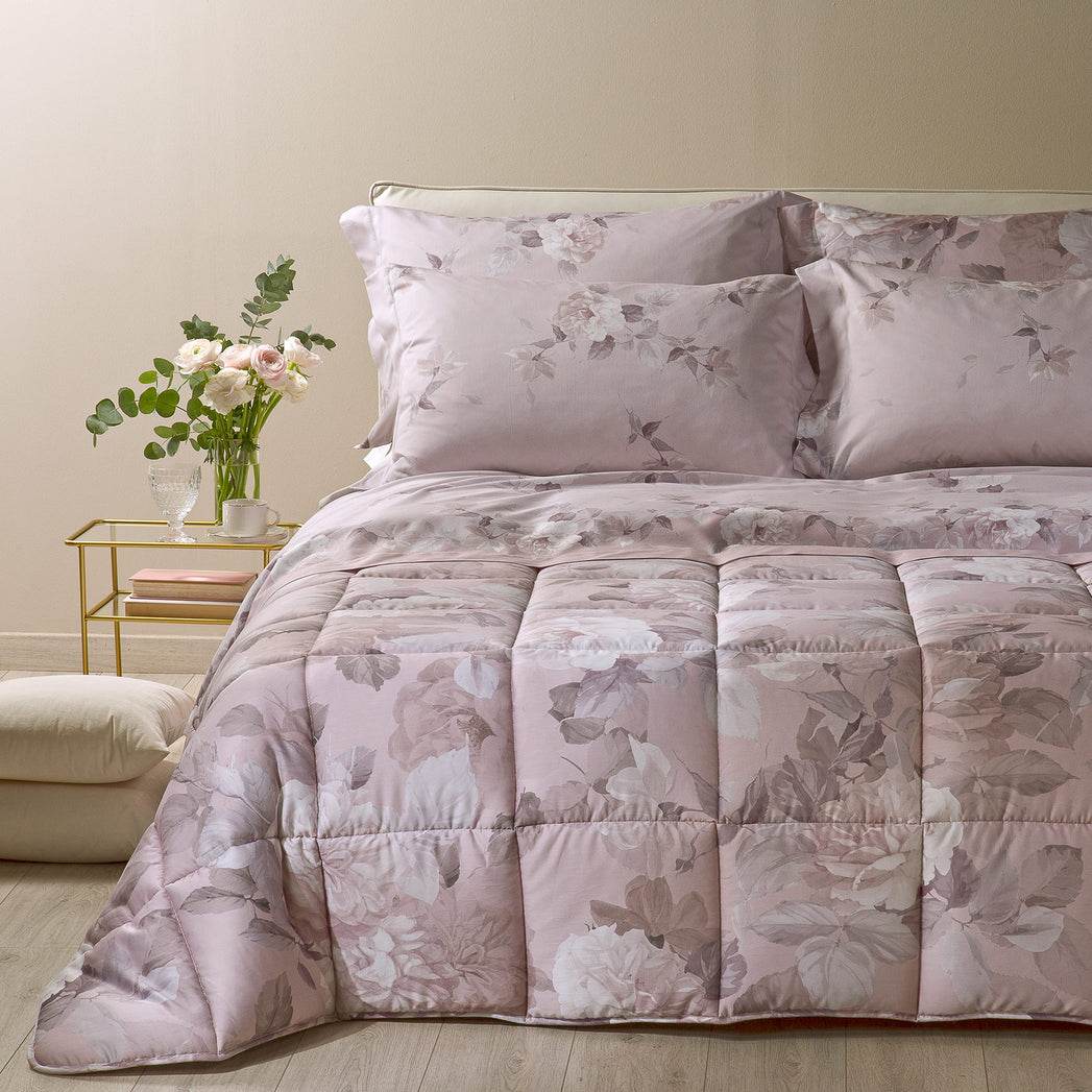 Trapunta Stampato Biancheria Rosa Alba Trap Caleffi - evabiancheria