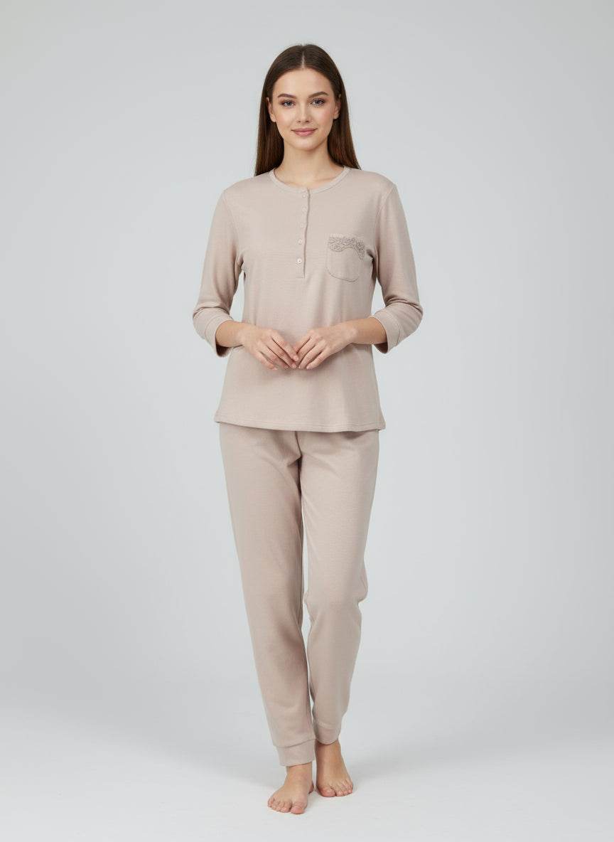 Pigiama Serafino Donna I24809 3 Prima Rosa - evabiancheria