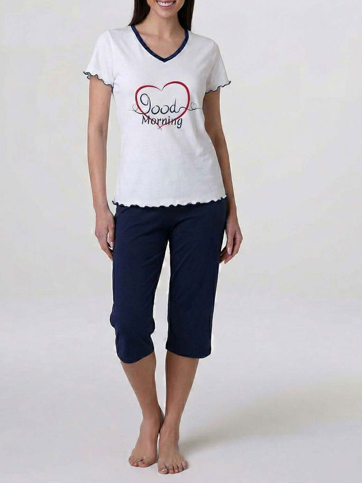 Pigiama corto Donna L0EQK Print White Lovable