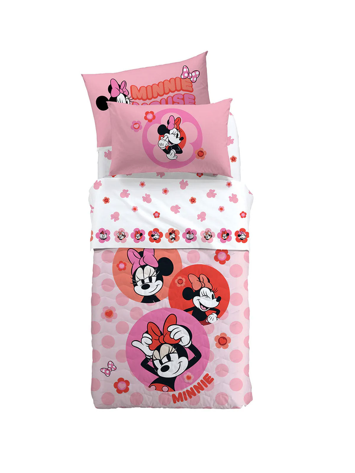 Quilt Stampato Biancheria Minnie Flowers Quilt Disney