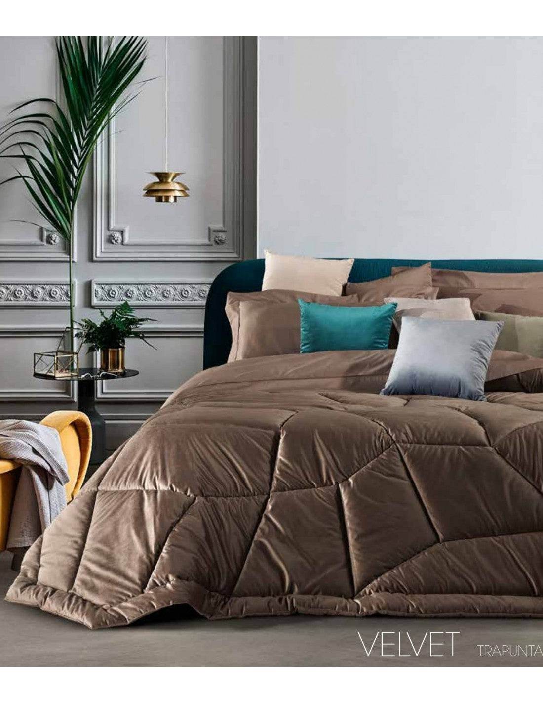 Trapunta Tinta Unita Biancheria Velvet Trapunta David Home Collection - evabiancheria