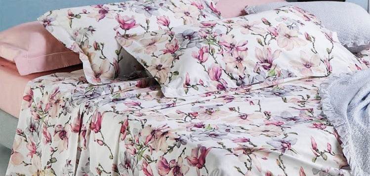 Lenzuola Stampato Biancheria Elegant Flowers MIrabello - evabiancheria