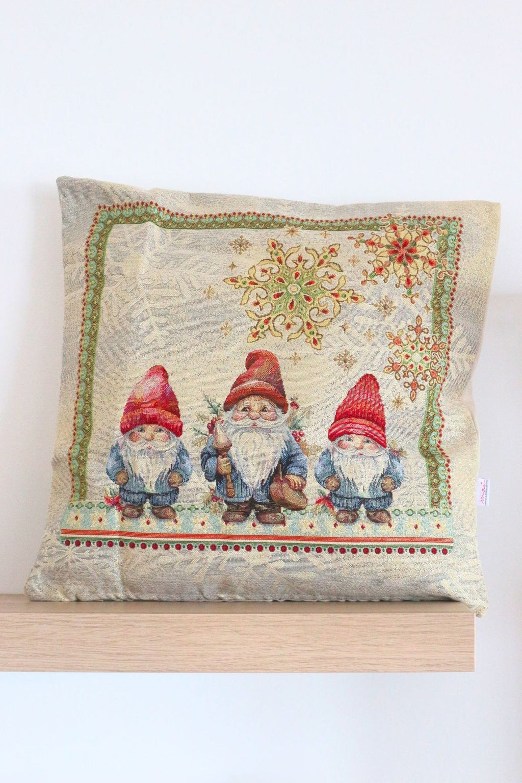 45x45 Christmas Pillow Gnomes Linen Pillowcase Nat Mae