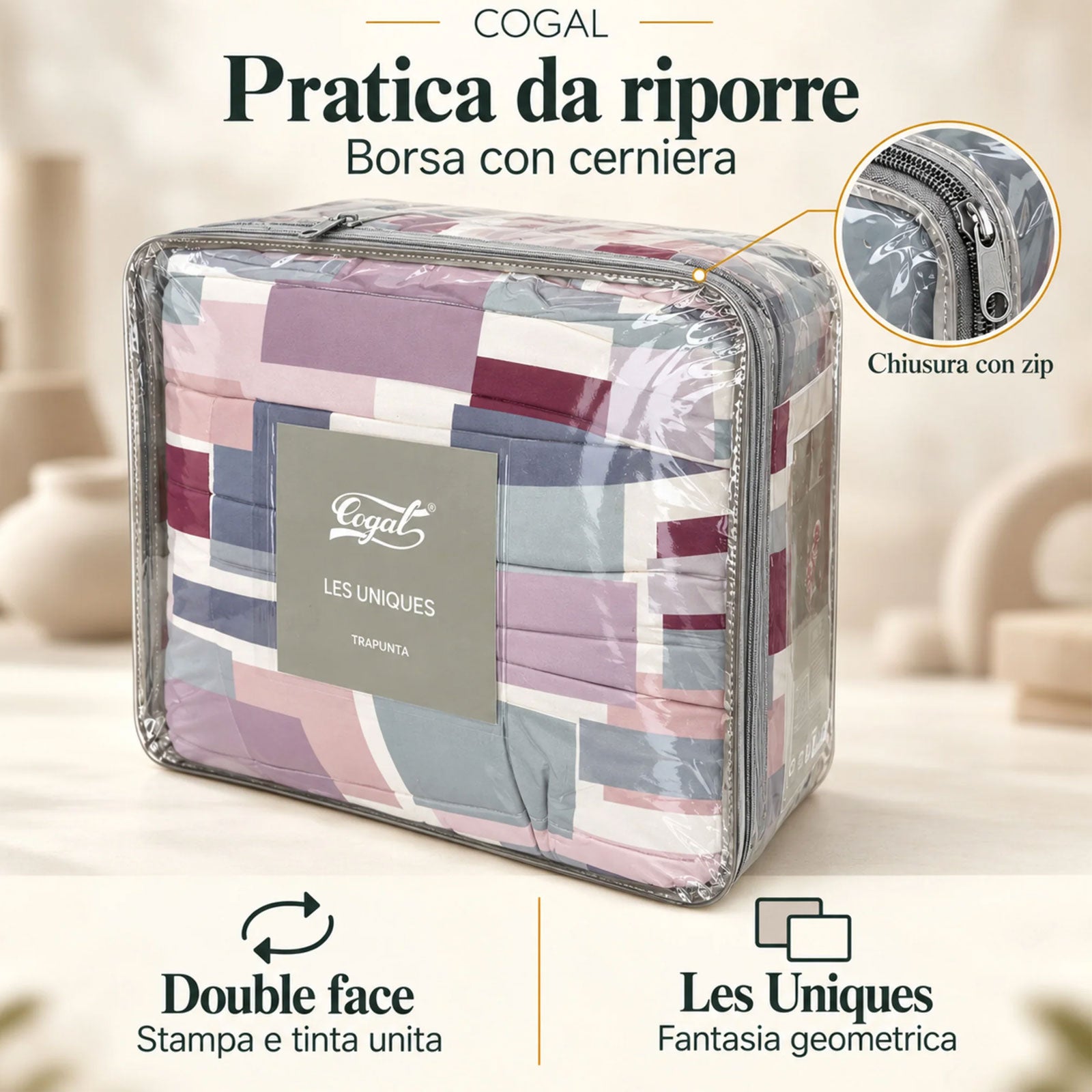 Trapunta stampata Biancheria Les Uniques 2605 TR Cogal