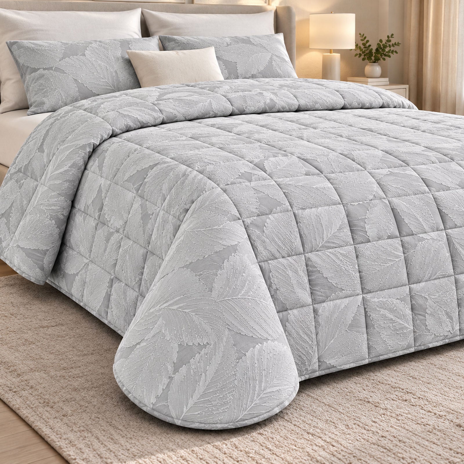 Trapunta jacquard Biancheria Grimilde Foliage Trap Eva Home