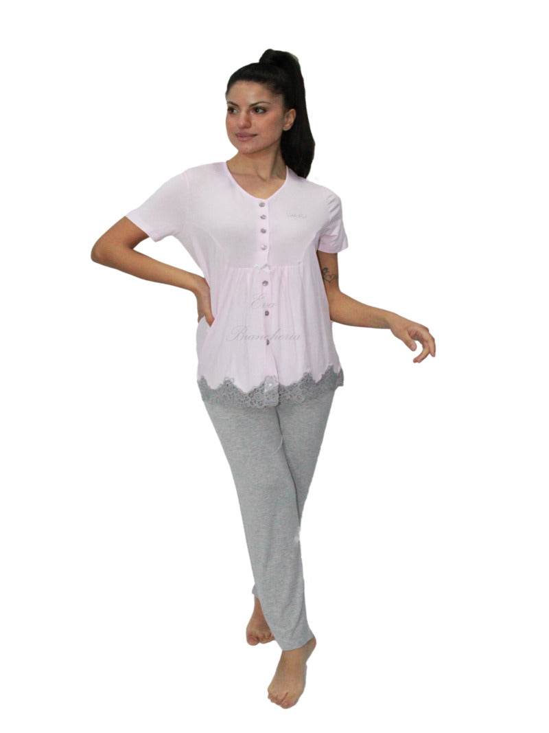Pigiama Manica corta con pantalone lungo Donna DL0132 Liu Jo Home - evabiancheria