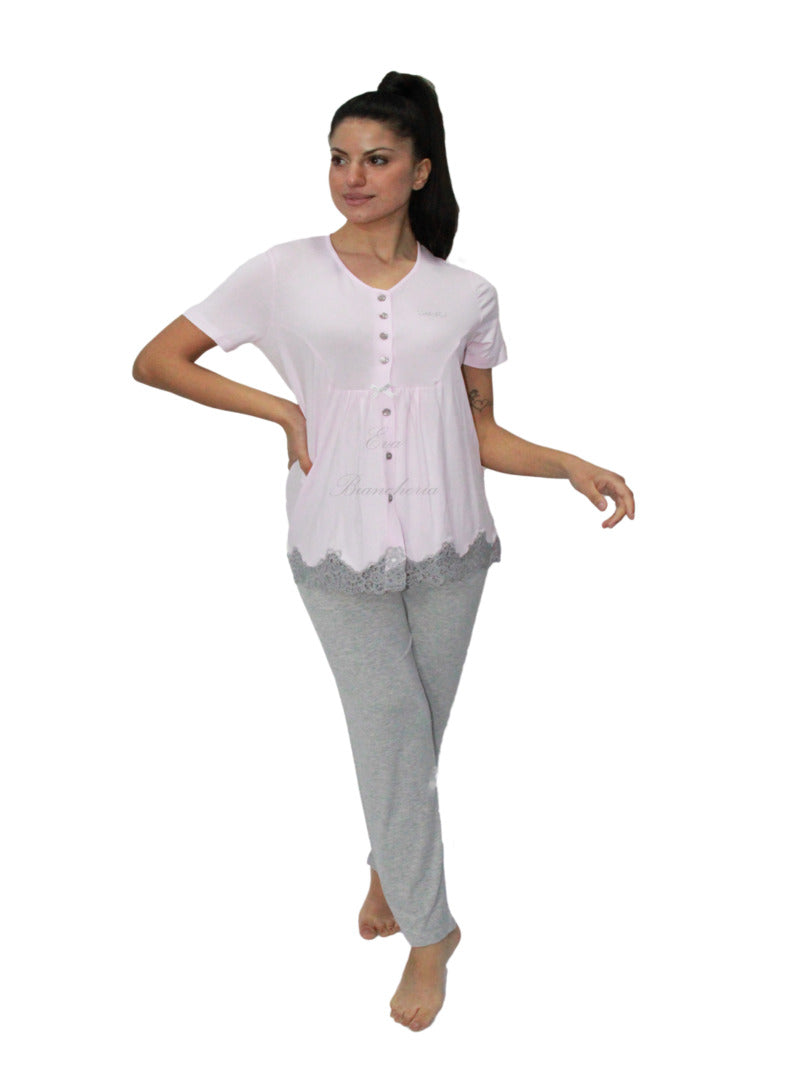Pigiama Manica corta con pantalone lungo Donna DL0132 Liu Jo Home evabiancheria