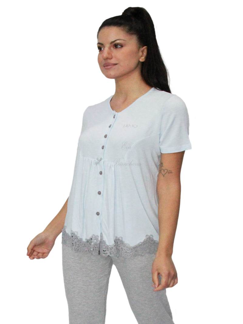 Pigiama Manica corta con pantalone lungo Donna DL0132 Liu Jo Home - evabiancheria